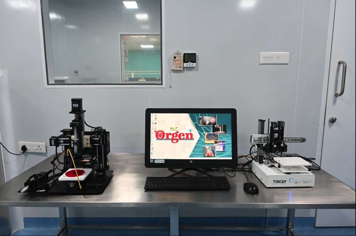 Bioprinters and the ORGEN workstation in the clean room